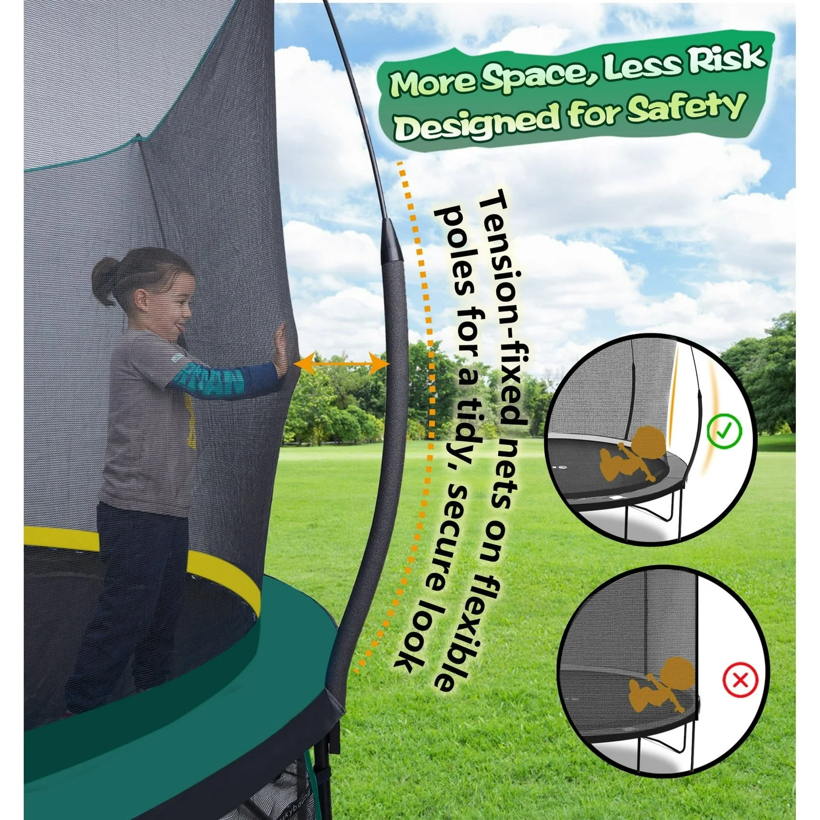 SkyBound 6ft outdoor Trampoline without springs, toddler springless trampoline with net for Kids and Adults, springless Trampoline with Enclosure for Backyard Indoor and Outdoor - Image 3