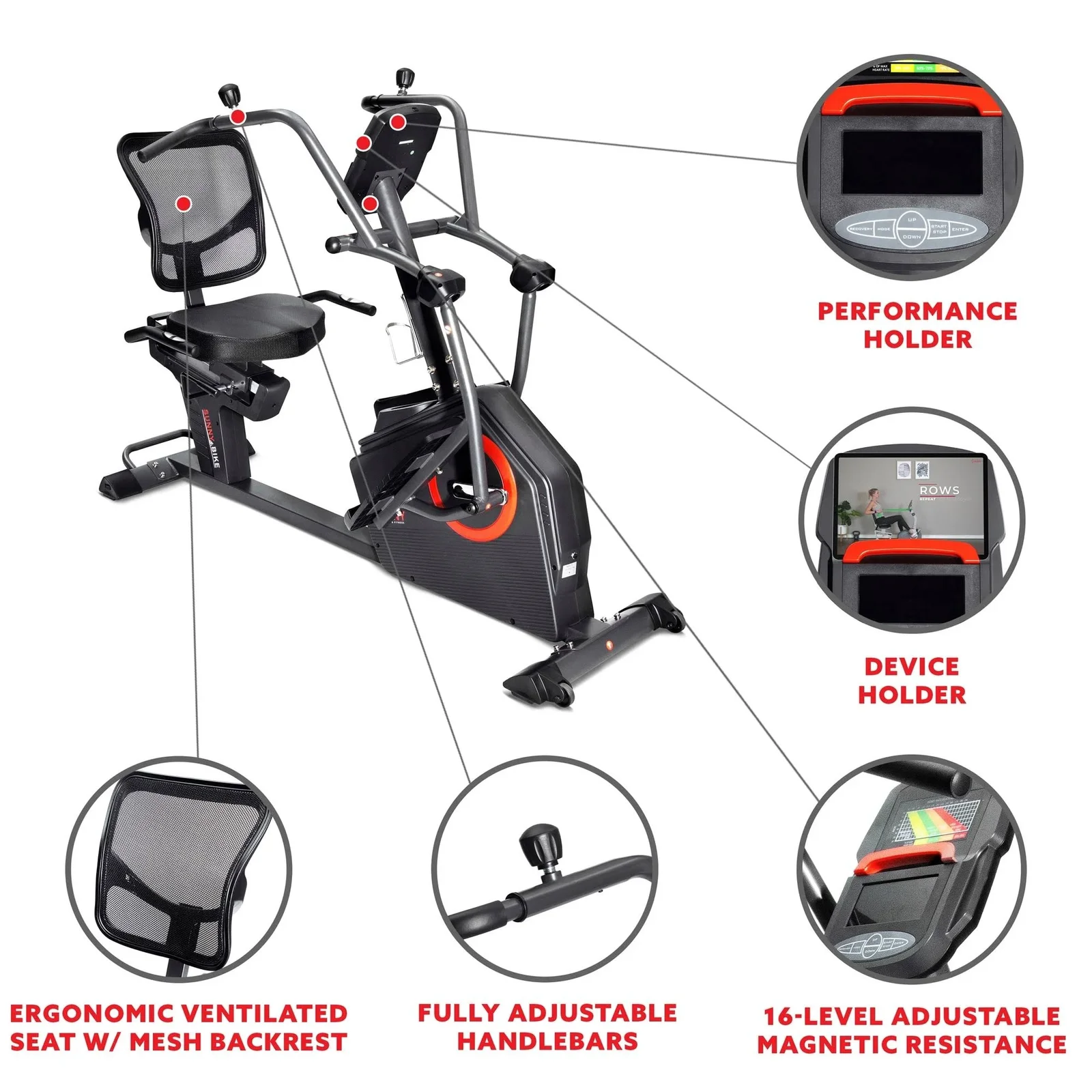 Sunny Health & Fitness Smart Recumbent Cross Trainers Elliptical Exercise Bikes – SF-RB4886 SMART - Image 2