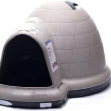 Petmate Large Dog House Outdoor Weatherproof – Indigo Igloo Dog House, Made in USA, for Large Dogs 50 to 90 pounds, TAUPE/BLACK