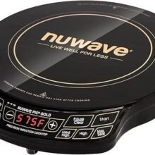 Nuwave Gold Precision Induction Cooktop, Portable, Powerful with Large 8” Heating Coil,100°F to 575°F, 3 Wattage Settings, 12” Heat-Resistant Cooking Surface