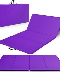 BalanceFrom 10×4 Feet 4-Panel Folding Gymnastics Mat – 2-Inch Thick Pad with Vinyl Surface and Carrying Handles for Tumbling, Yoga, Pilates, Home Workouts, and Martial Arts