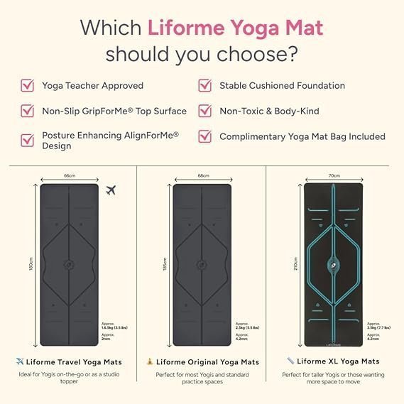 Liforme Original Yoga Mat – Free Yoga Bag Included – Patented Alignment System, Warrior-like Grip, Non-slip, Eco-friendly, sweat-resistant, long, wide, 4.2mm thick mat for comfort - Image 2