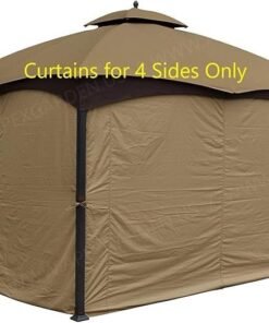 APEX GARDEN Four-Side Privacy Side Wall Curtain Set for 10-ft x 12-ft Gazebo (Beige)