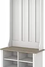 Bush Home Salinas Hall Tree with Shoe Storage Bench in Shiplap Gray and Pure White, Multi-Purpose Home Organizer, Entryway Solution with Seating and Hooks