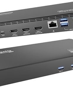 Plugable USB C Triple Display Docking Station | 100W PD, 3x HDMI (1x 4K 30Hz, 2x 1080p 60Hz), 6x USB 5Gbps Ports | Windows, macOS, ChromeOS Compatible – Enhance Productivity with Multi-Monitor Support
