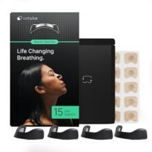 Intake Breathing — Magnetic Nasal Strips Starter Kit | Reusable Band + Tabs | Nasal Strips for Sleep, Snoring, Breathing & Sports | Stronger Lift Than Traditional Nose Strips | 4 Sizes, 15 Tabs, Black