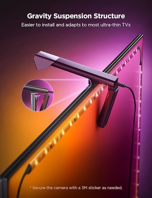 Govee TV Backlight 3 Lite with Fish-Eye Correction Function Sync to 75-85 Inch TVs, 16.4ft RGBICW Wi-Fi LED Strip Lights with Camera, 4 Colors in 1 Lamp Bead, Voice and APP Control, Adapter - Image 3
