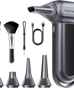 WOLFBOX MF100 Electric Air Duster-150000RPM Super Power Cordless Air Duster, Rechargeable Brushless Motor Durable Blower, 3-Gear Adjustable Dust Blower for Computer, Keyboard, Outdoor, House and Car