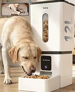 Automatic Dog Feeder Large Breed with Camera – 12L/50 Cups 5G WiFi App Control Dog Food Dispenser, Easy Setup, HD 1080P Video with Night Vision by Yakry