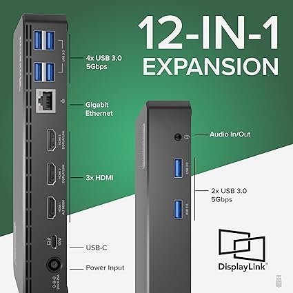 Plugable USB C Triple Display Docking Station | 100W PD, 3x HDMI (1x 4K 30Hz, 2x 1080p 60Hz), 6x USB 5Gbps Ports | Windows, macOS, ChromeOS Compatible – Enhance Productivity with Multi-Monitor Support - Image 3