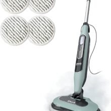 Shark Steam & Scrub Steam Mop, All-in-One Scrubbing and Sanitizing Hard Floor Cleaner, LED Headlights, 4 Dirt Grip Soft Scrub Pads Included, XL Water Tank, Swivel Steering, Hawaiian Grey, S8001