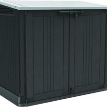Keter Store-It-Out Prime 4.3 x 3.7 ft. Outdoor Resin Storage Shed with Easy Lift Hinges, Perfect for Yard Tools, Pool Floats and Garden Accessories, Black