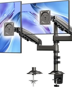 HUANUO 17-32 Inch Dual Monitor Stand, Vertical Dual Monitor Mount, Monitor Stand 2 Monitors, Ergonomic Adjustable Tilt/Swivel/Rotate, Weight Max 19.8 lbs, VESA 75/100mm