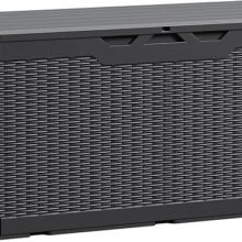 Devoko 100 Gallon Waterproof Large Resin Deck Box Indoor Outdoor Lockable Storage Container for Patio Furniture Cushions Garden Tools (100 Gallon, Black)