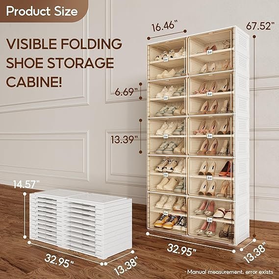 ANTBOX Portable Shoe Rack Organizer for Closet Entryway, Stackable Sneaker Storage Shoe Cabinet with Magnetic Clear Door, Large Plastic Storage containers Bins with Lids 10 Tiers 40 Pairs - Image 3