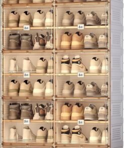 ANTBOX Portable Shoe Rack Organizer for Closet Entryway, Stackable Sneaker Storage Shoe Cabinet with Magnetic Clear Door, Large Plastic Storage containers Bins with Lids 10 Tiers 40 Pairs