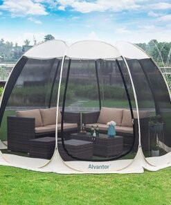 Alvantor Pop Up Screen House Gazebo with Mosquito Netting, Instant UV Resistant Sun Shelter for Patio & Backyard, Portable Canopy Tent for 2-10 Person