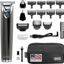 WAHL USA Stainless Steel Lithium Ion 2.0+ Slate Beard Trimmer for Men – Electric Shaver, Nose Ear Trimmer, Rechargeable All in One Men’s Grooming Kit – Model 9864