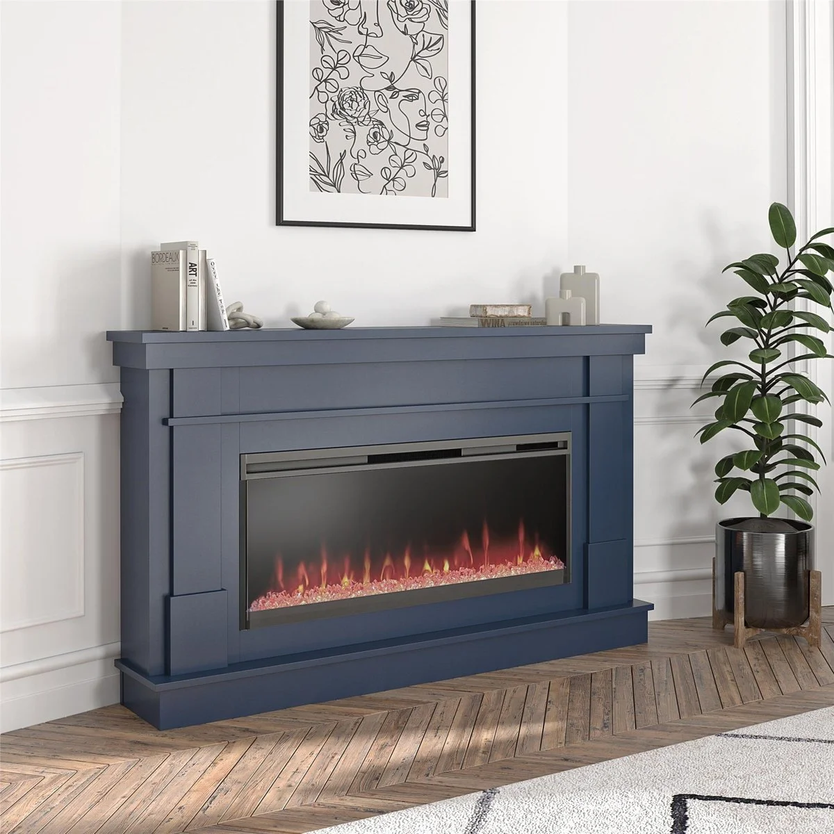 Novogratz Waverly Wide Mantel Electric Fireplaces. - Image 6