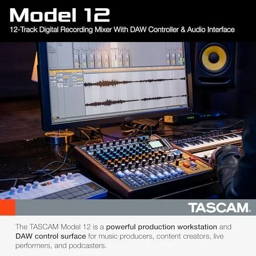Tascam Model 12 All-in-One 12-track Digital Multitrack Mixings and Recording Studio, Mixer, USB Audio Interface and DAW Controllers - Image 8