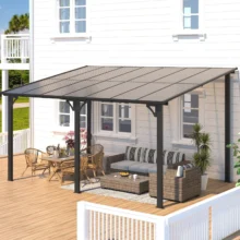 Aecojoy 10 ft. x 14 ft. Dark Gray Aluminums Patio Covers