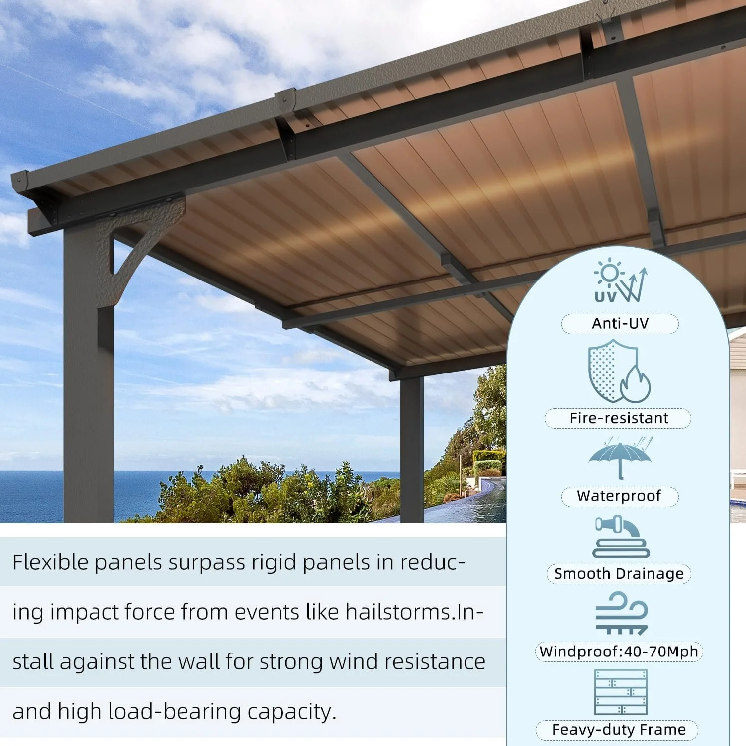 Aecojoy 14×12 ft Aluminum Pergola with Canopys - Image 3