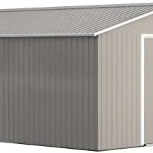 Outsunny 11′ x 13′ Outdoor Storage Shed, Garden Tool Metal Shed with Foundation Kit, Double Lockable Door, Air Vents and Slopings Roofs, for Backyard, Patio, Lawn, Light Grays