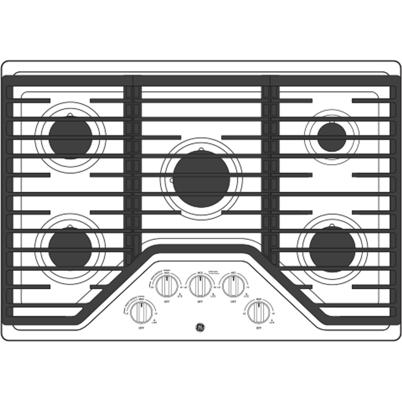 GE 30″ Built-In Gas Cooktops JGP5030DLBB - Image 3